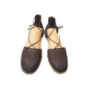 Eileen Fisher Women’s Lee Espadrille Flat Black Suede Sandals Shoes Size 6.5